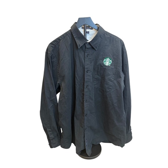 Port Authority Starbucks Button Down Shirt Long Sleeve XL Black Starbucks - Picture 1 of 8